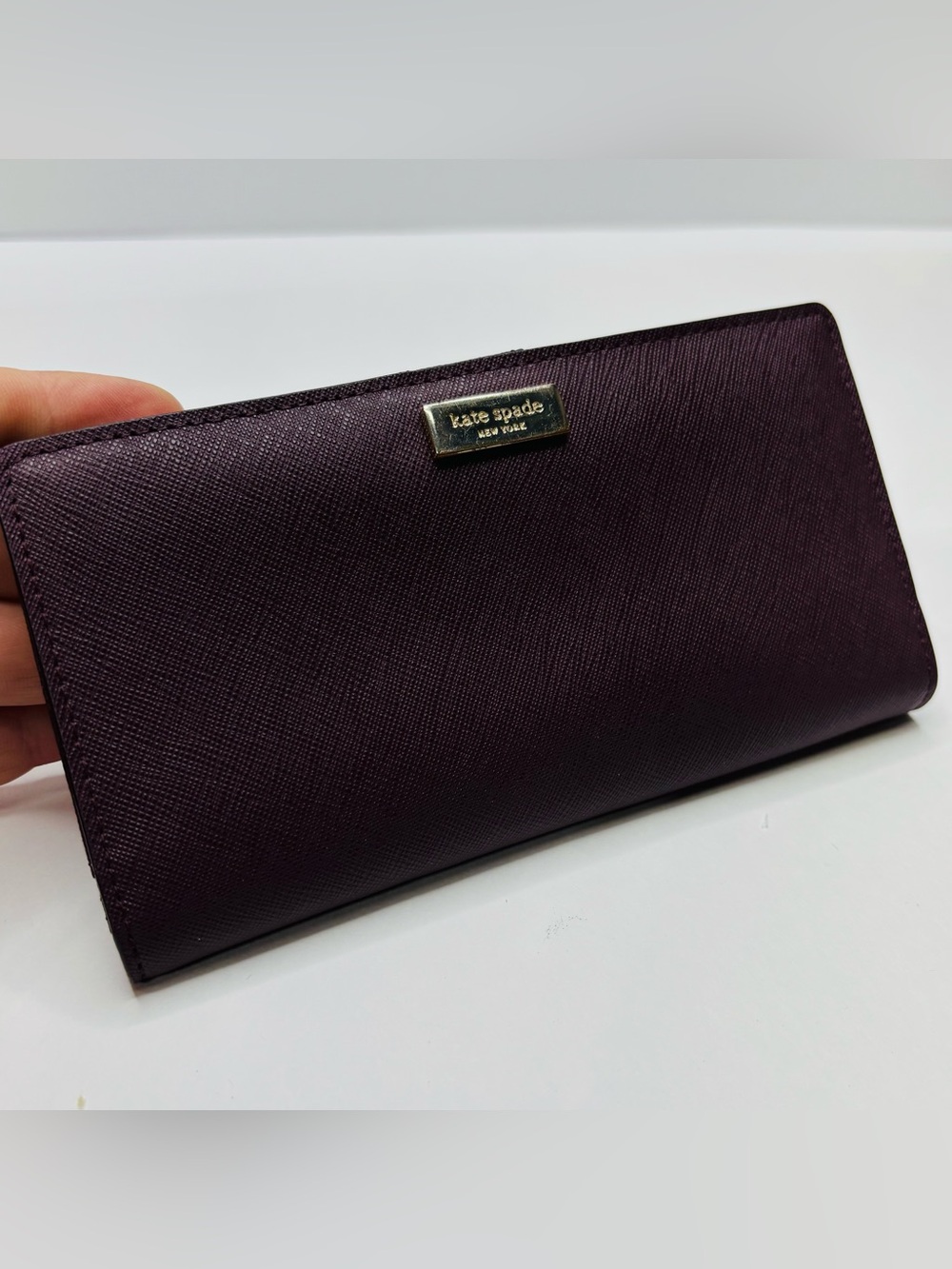 Kate Spade Stacy Laurel Way Saffiano Leather Wallet Plum